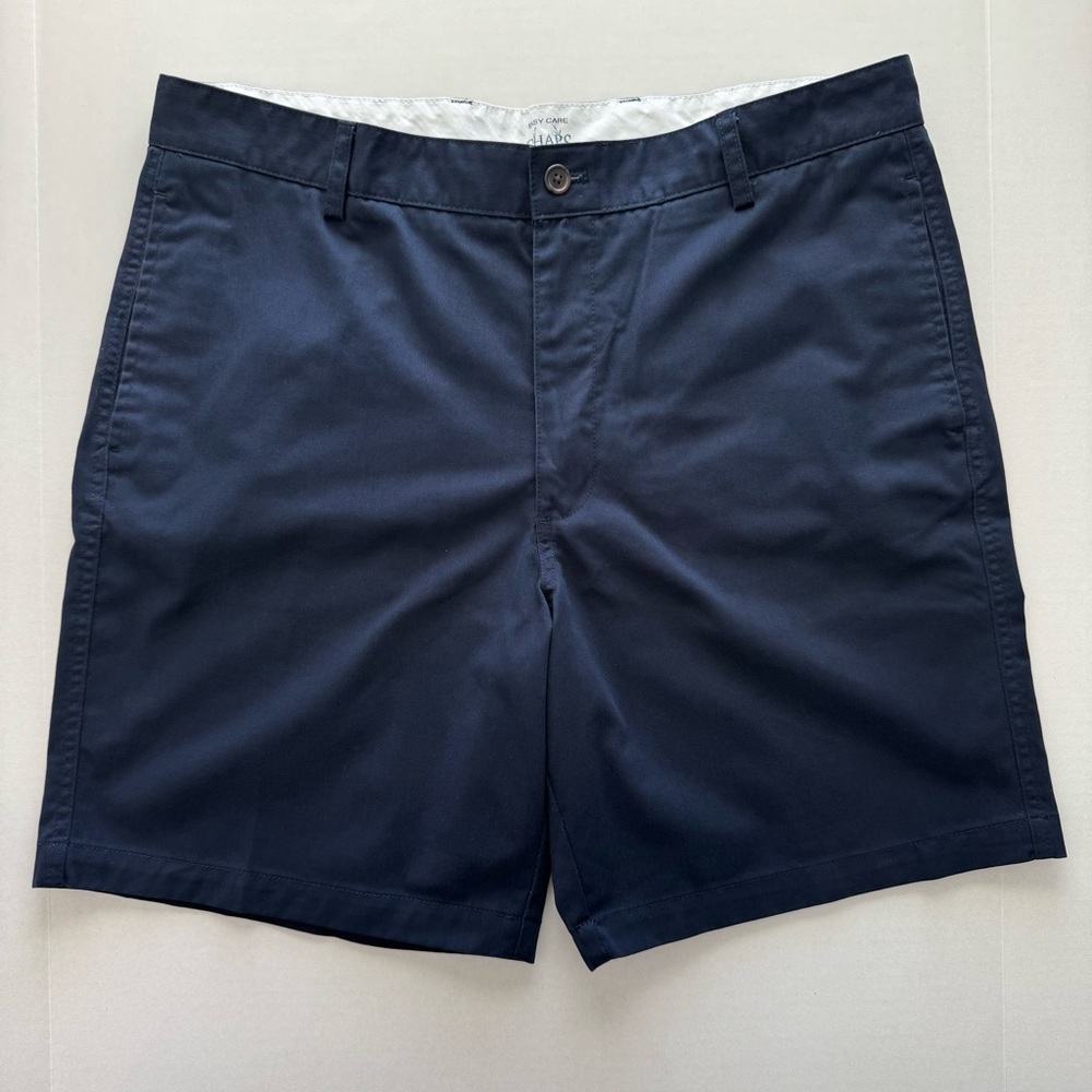 Chaps Easy Care Chino Shorts Mens 38 x 8 Navy Preppy Core Cotton Blend Y2K